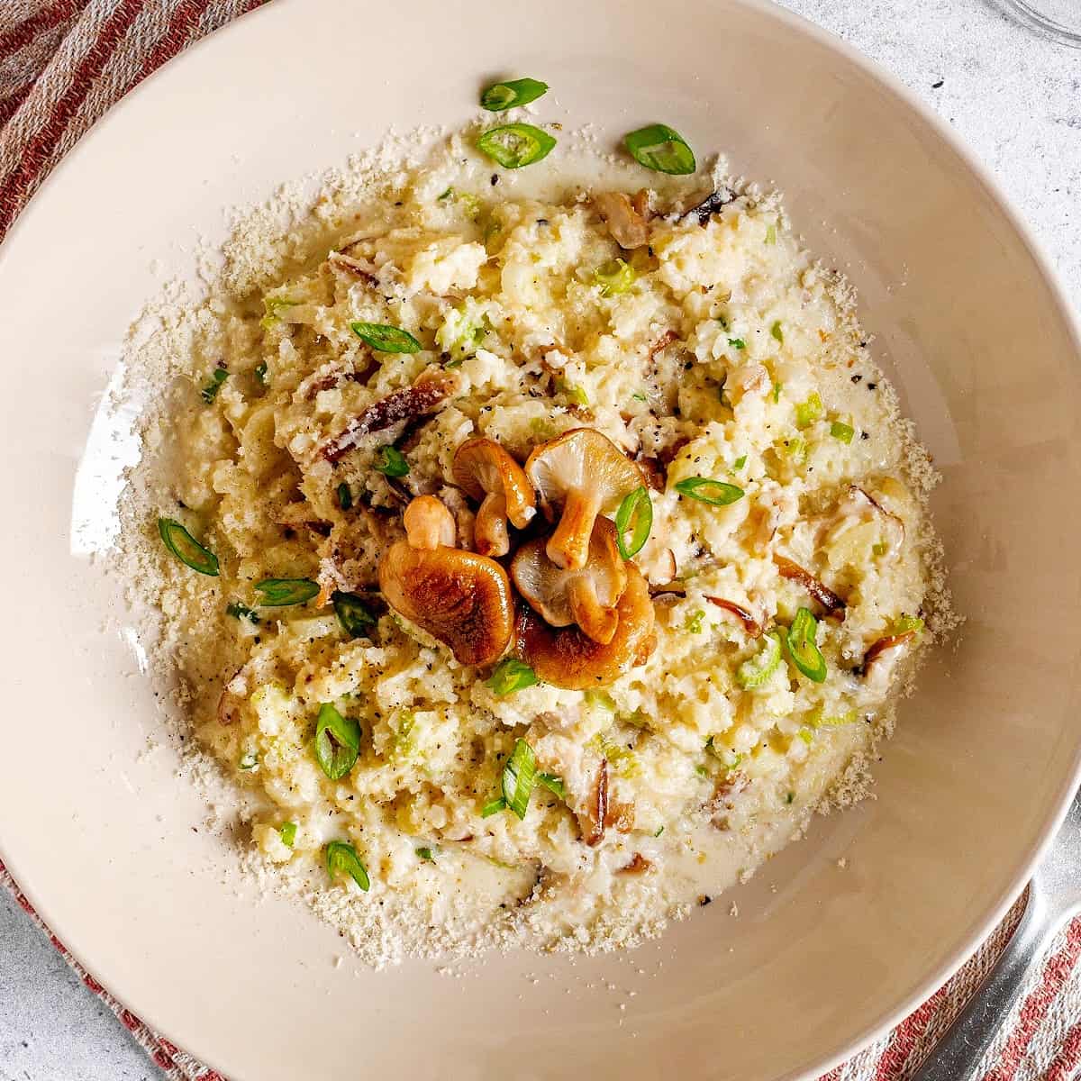 Mushroom Risotto on a large plate