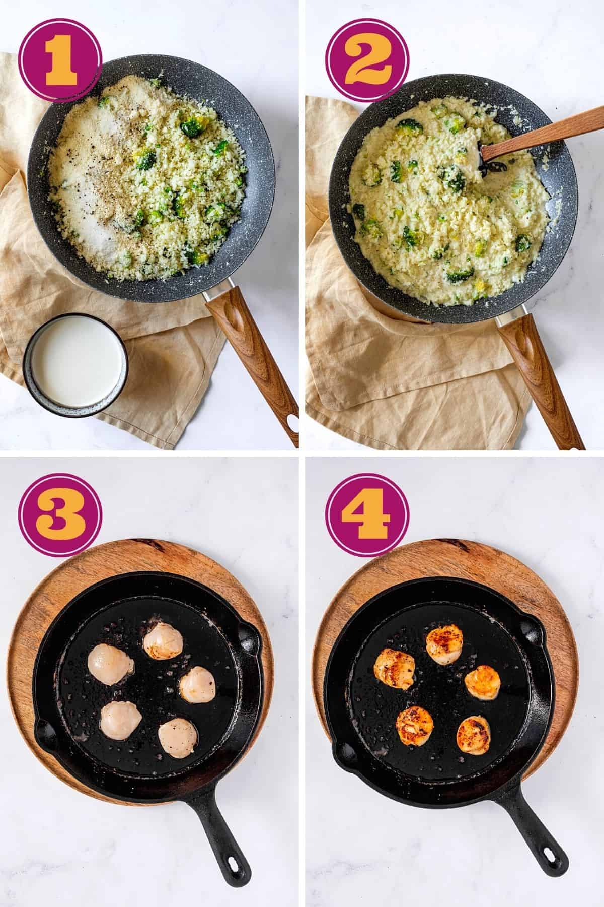 Seared Scallops & Cauliflower Risotto Step by Step cooking process