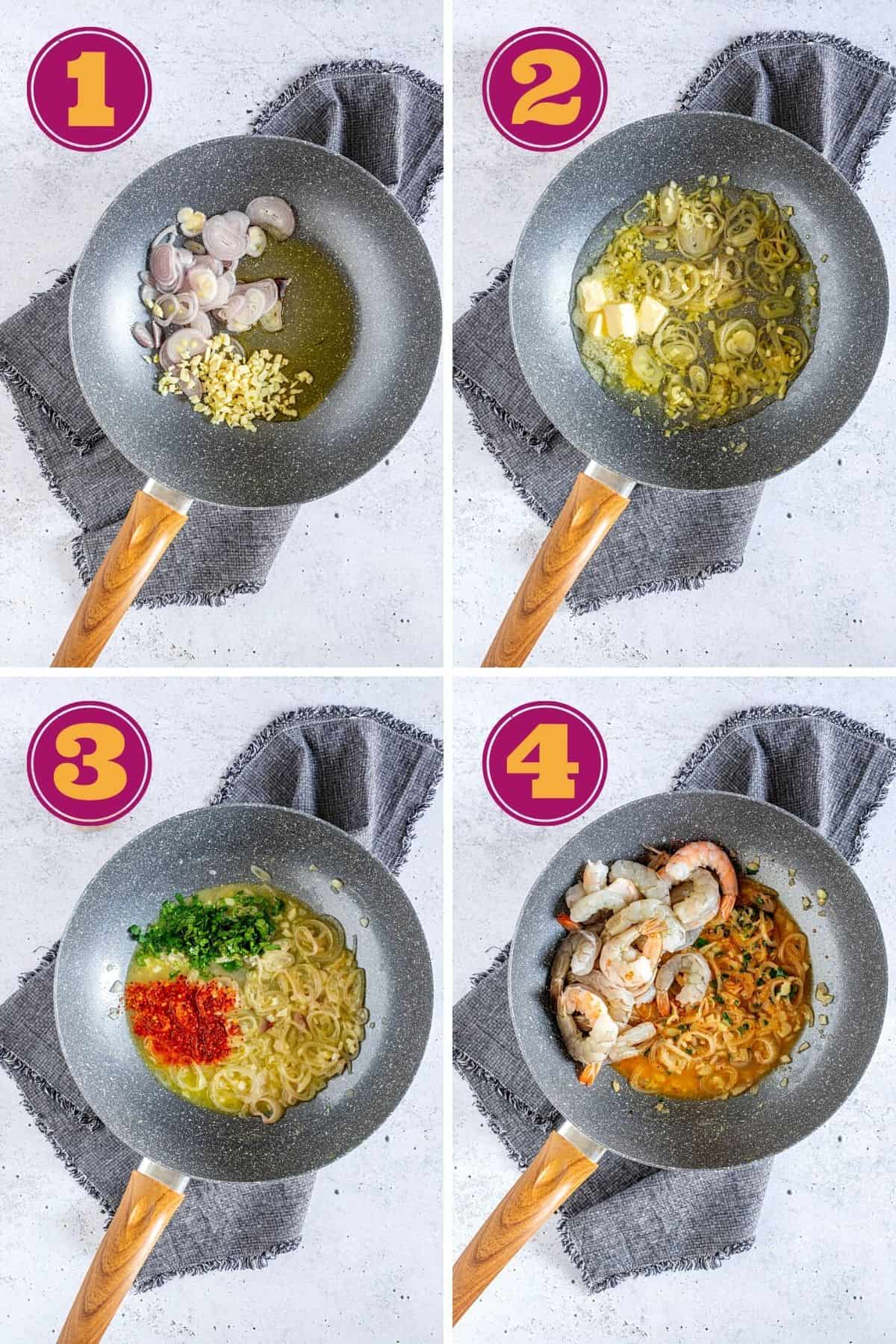 4 steps to make Shrimp Scampi