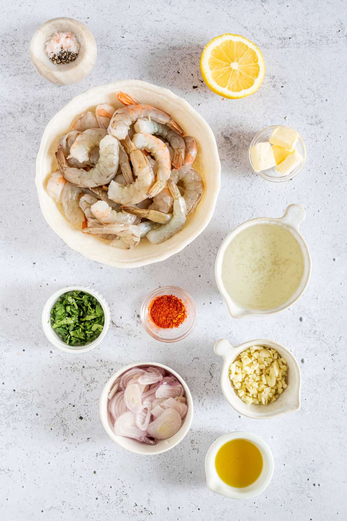 Shrimp Scampi ingredients on the table