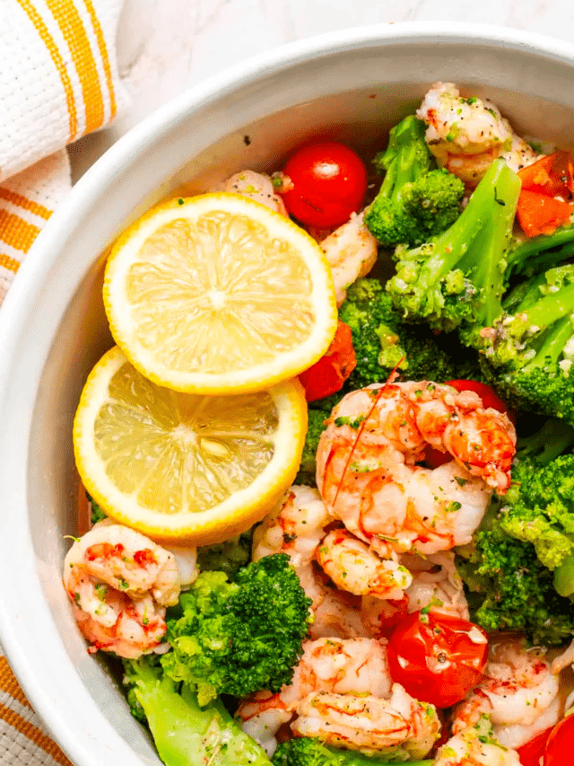 garlic butter shrimp & brocolli