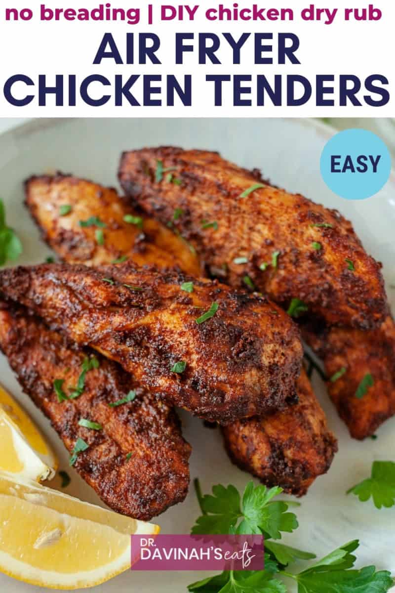 pinterest image for air fryer chicken tenders no breading