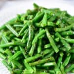 Air Fryer Frozen Green Beans on a plate