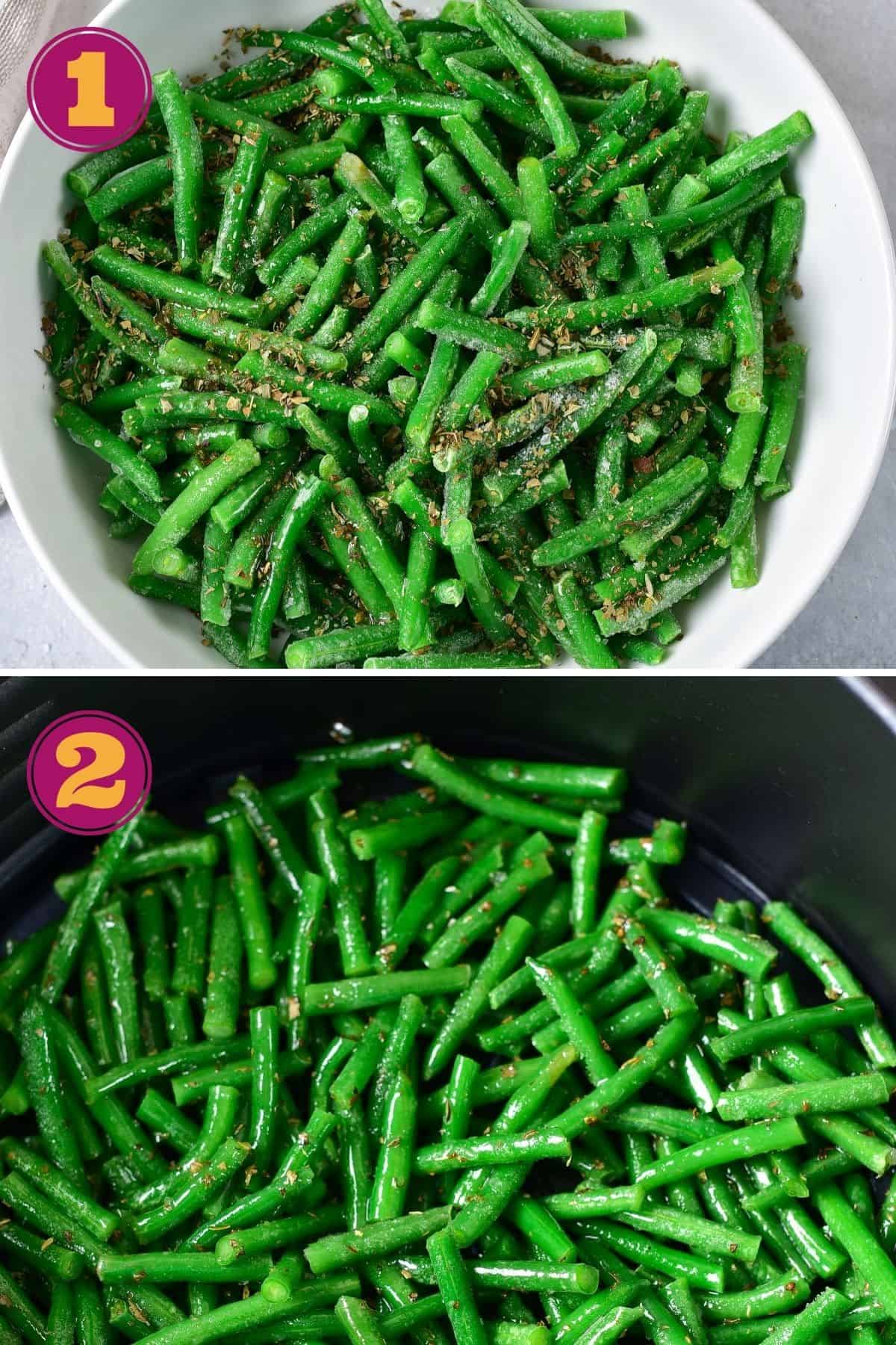 step-by-step instructions for how to cook Frozen Green beans in an air fryer