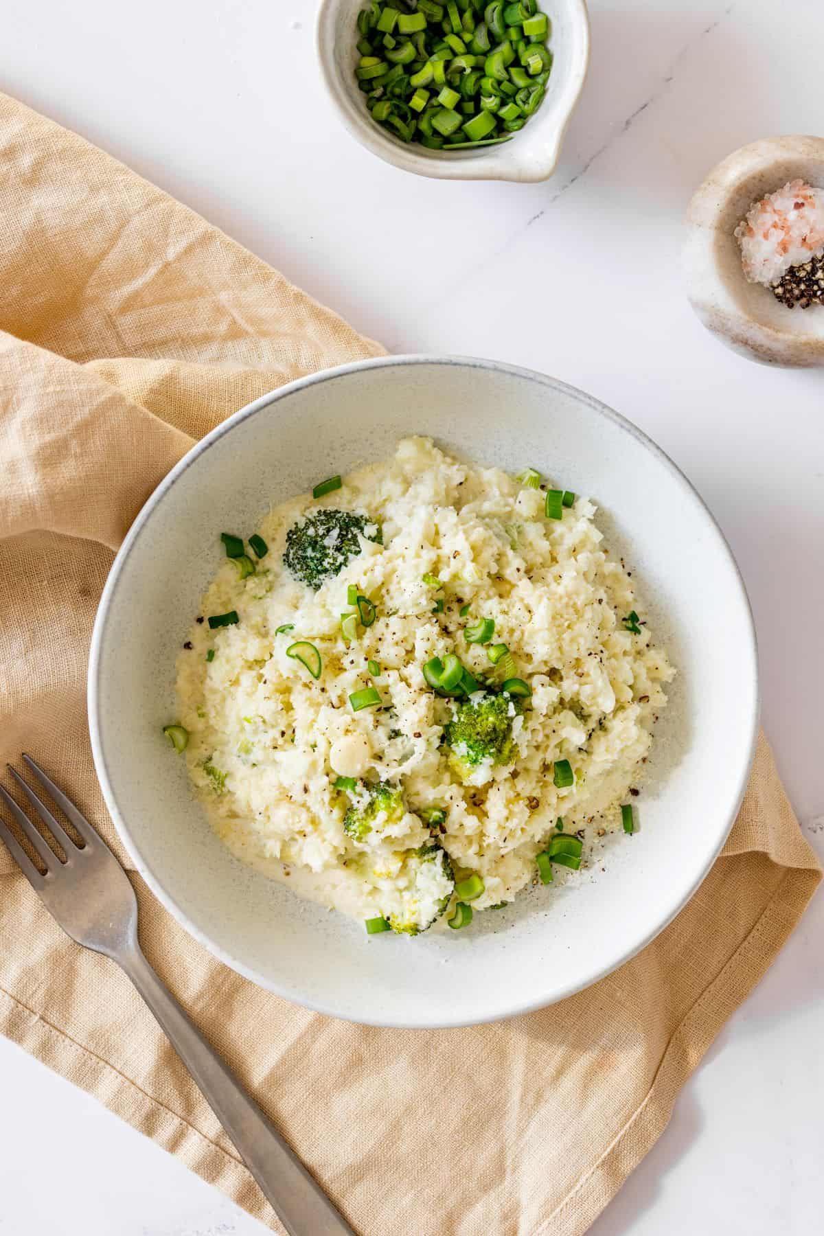 Cauliflower Rice Risotto on a large white plate
