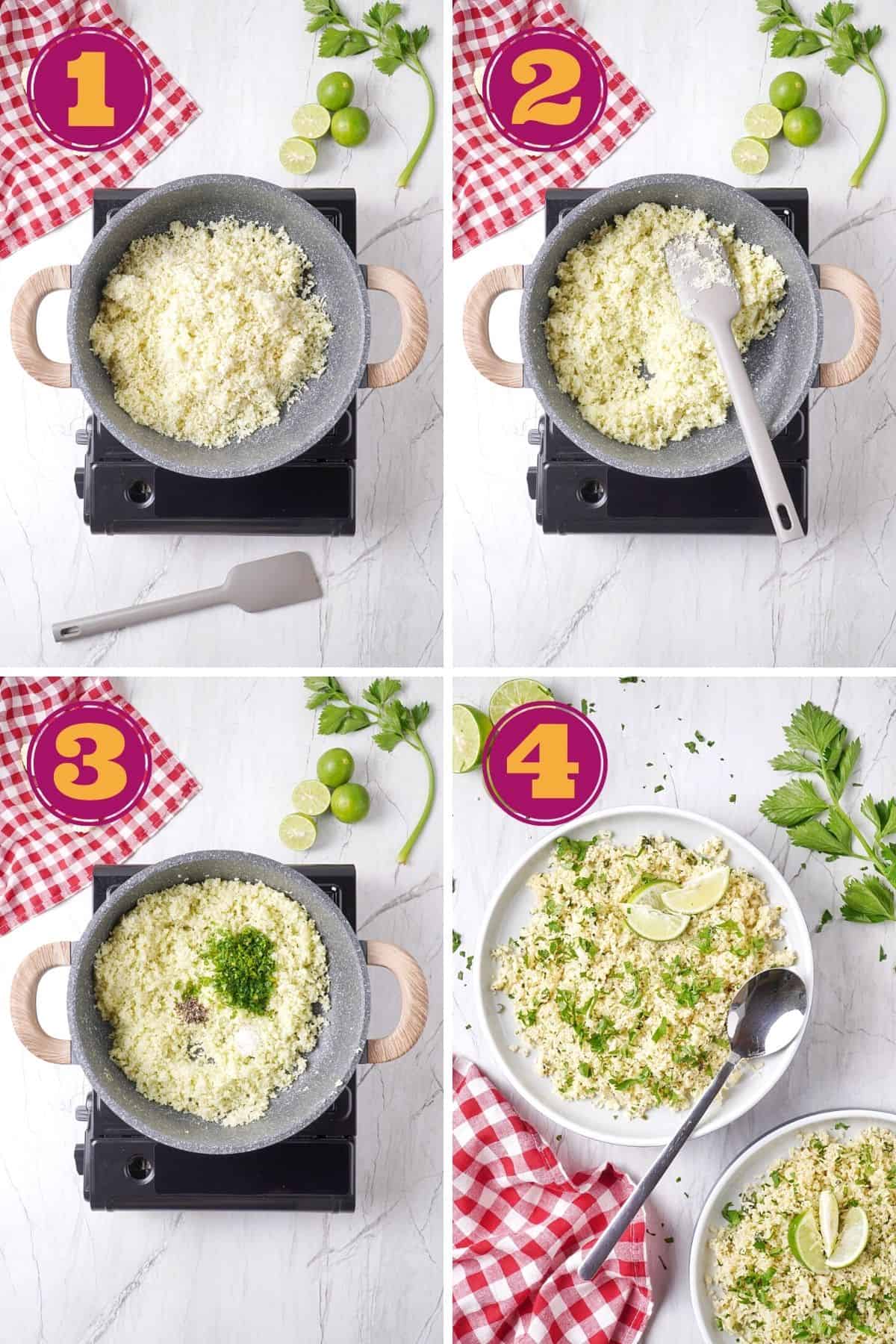 steps to make Cilantro Lime Cauliflower Rice