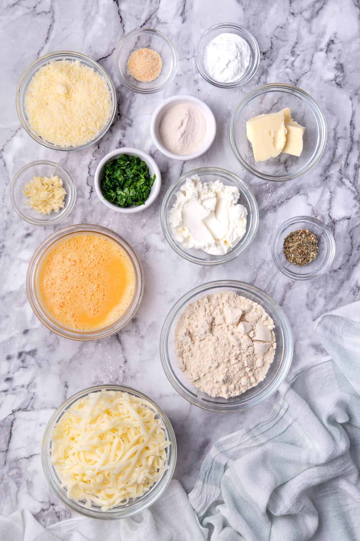 Keto Garlic Bread bites ingredients on the table