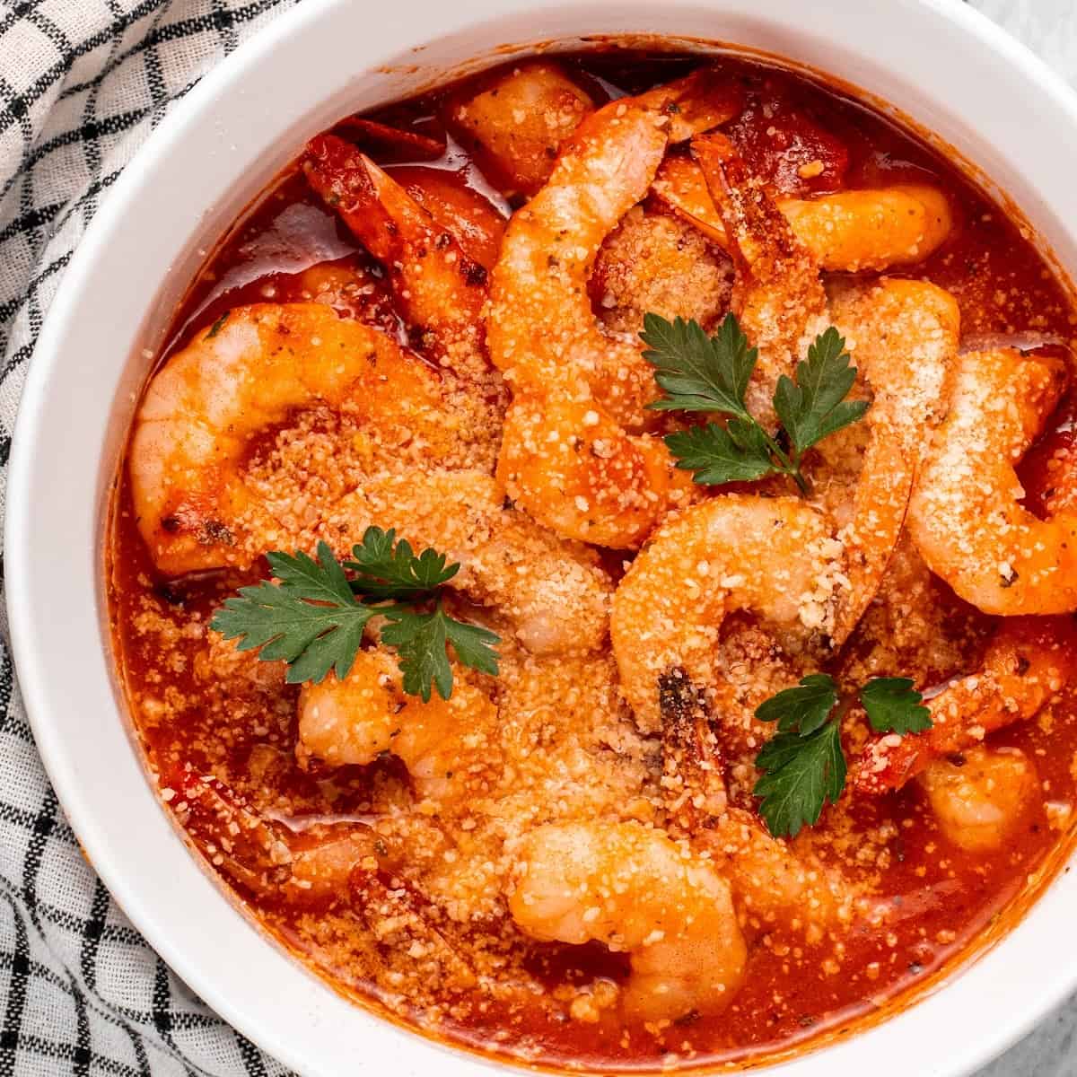shrimp marinara in a bowl