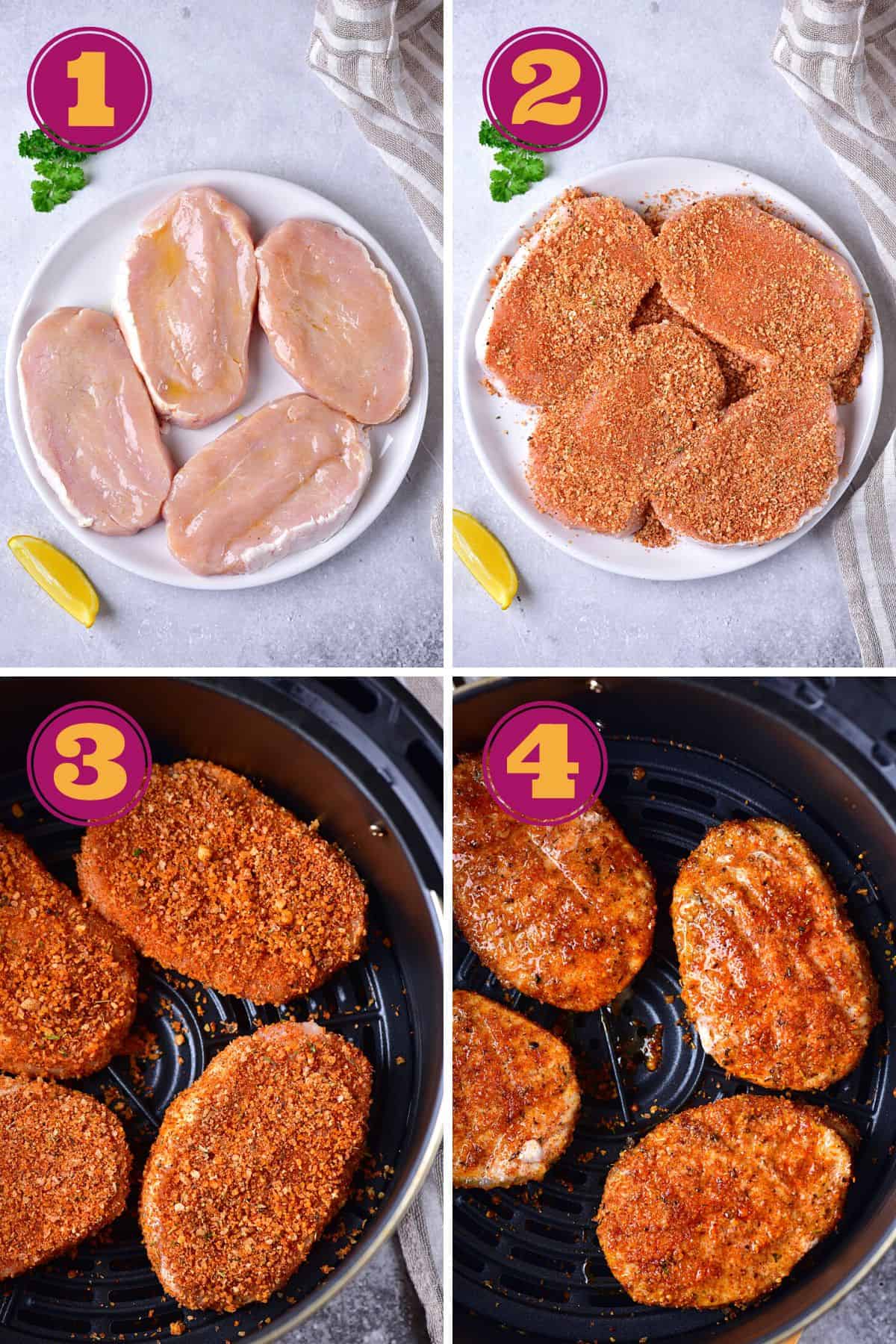 step-by-step instructions for how to cook juicy Pork Chops in an air fryer