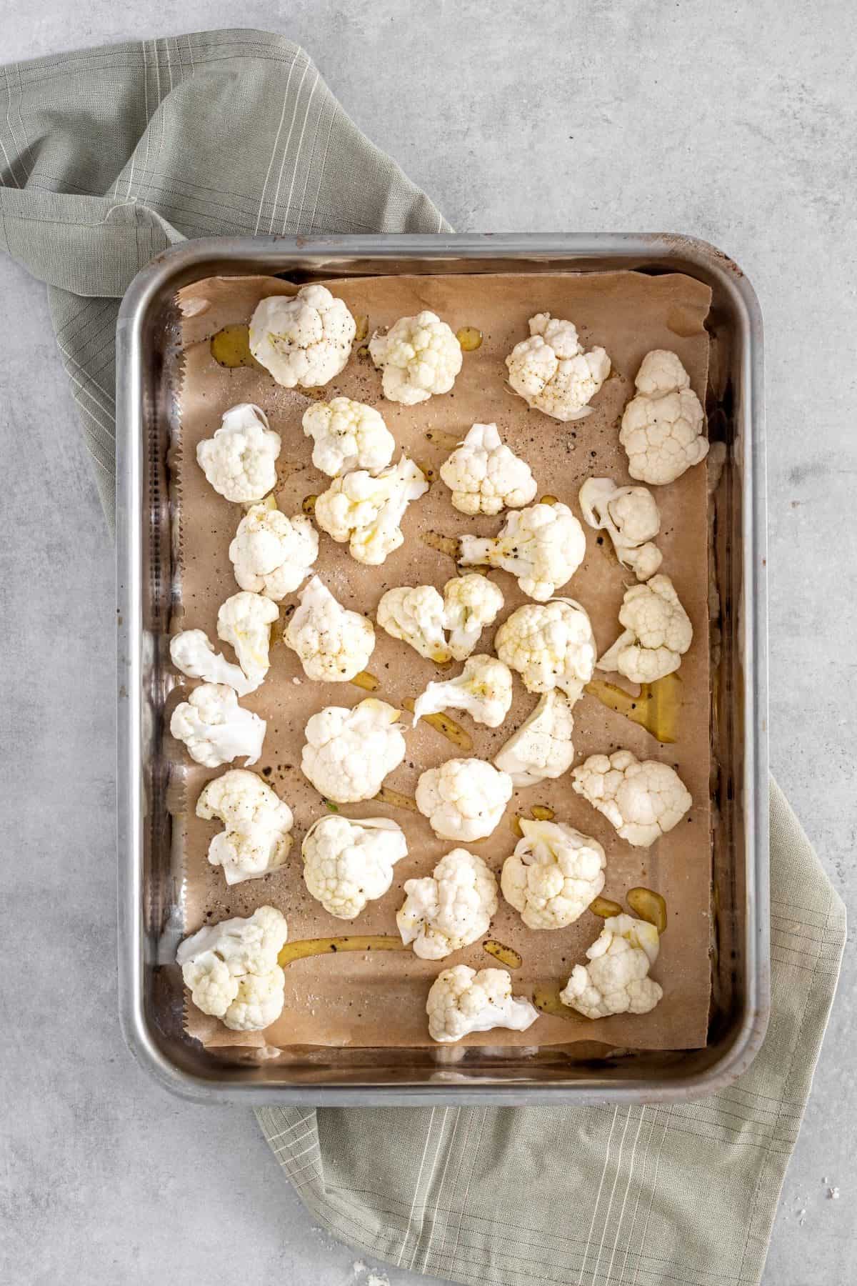cauliflower florets with olive oil