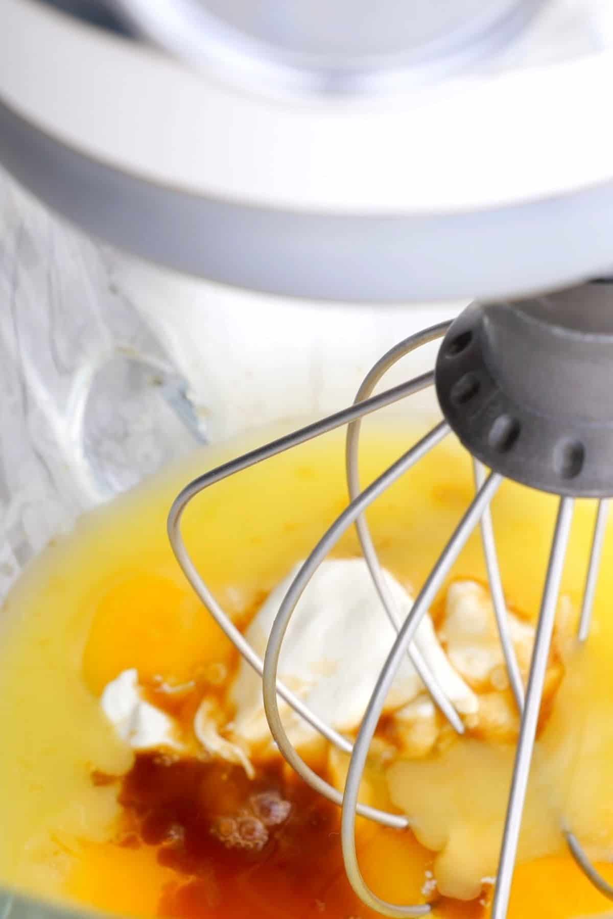 mixing wet ingredients using a mixer
