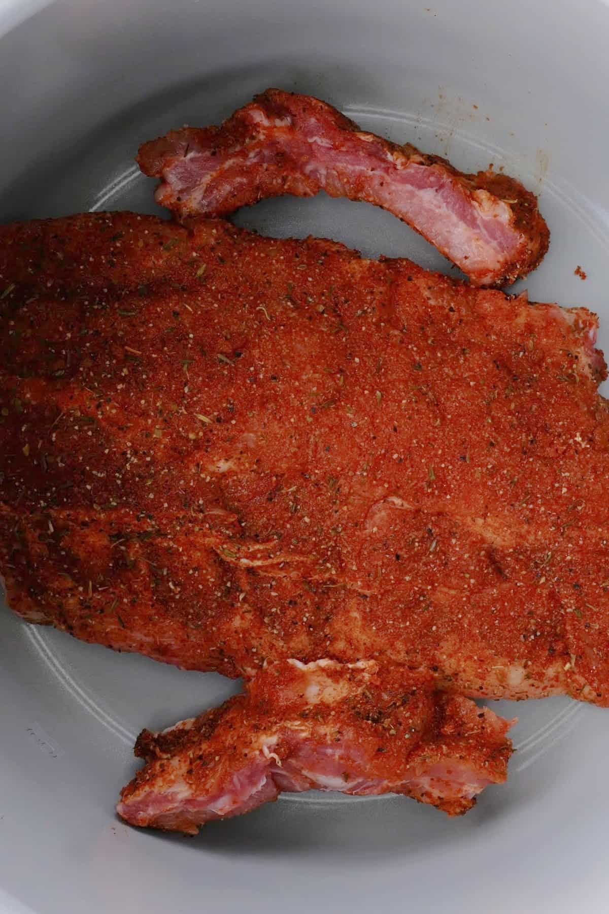 ribs in the Ninja Foodi pressure cooker pot