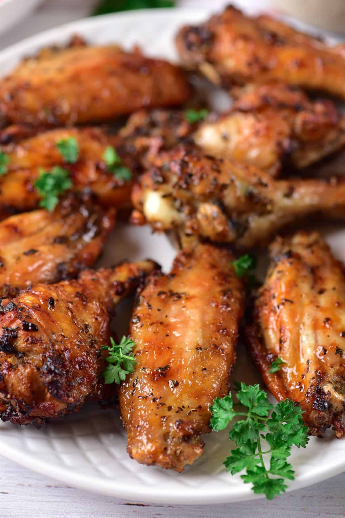 yummy cooked Marinated Chicken Wings on a plate