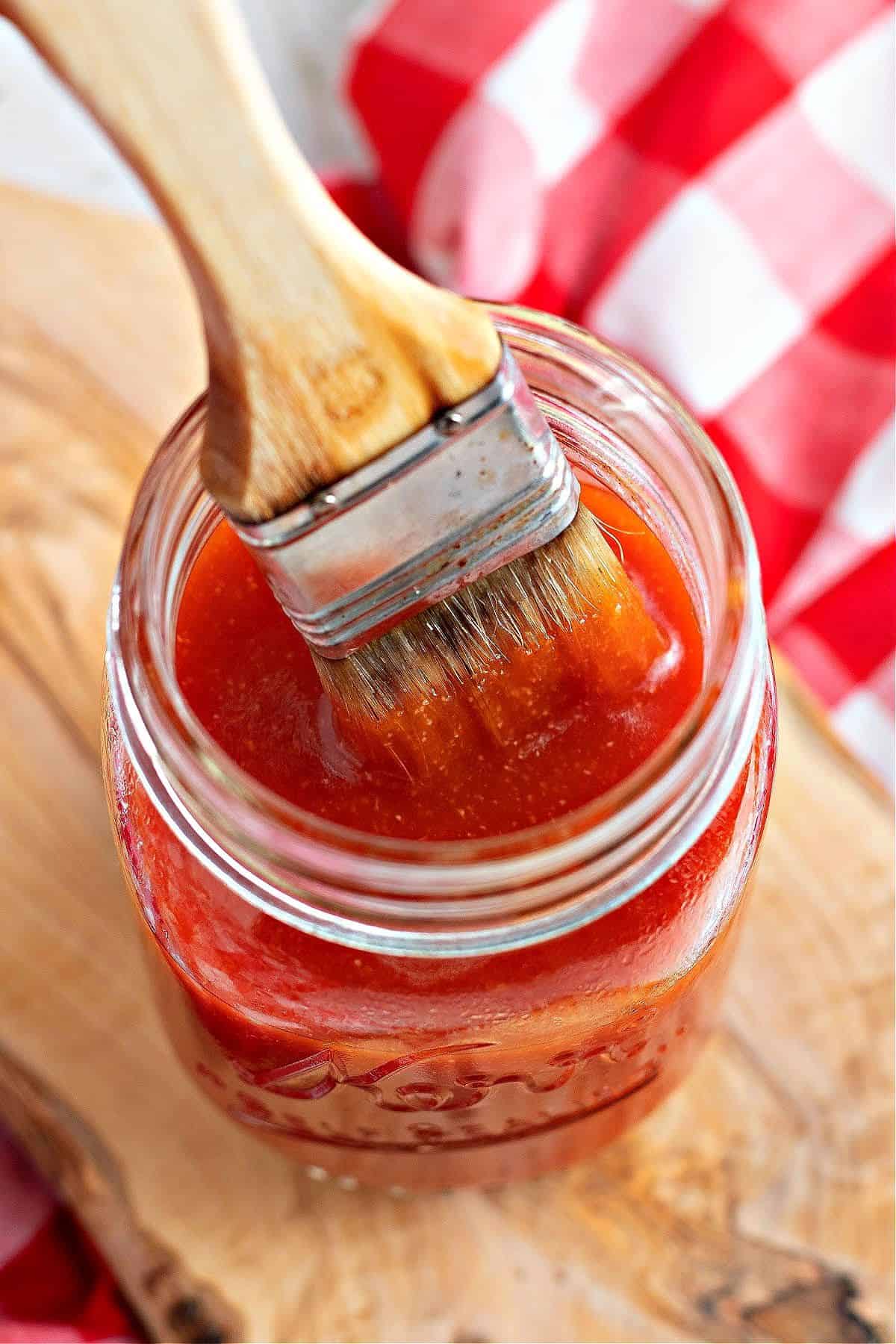 brush on a jar with Keto BBQ Sauce