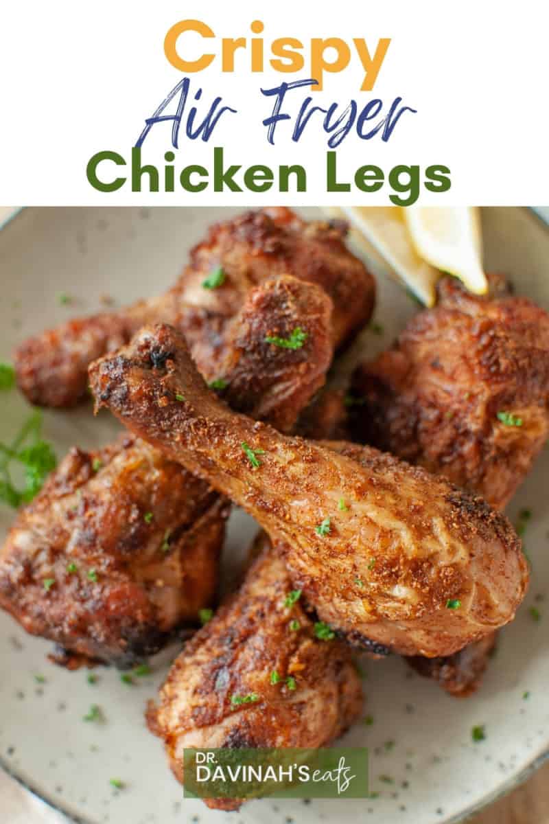 pinterest image for crispy air fryer chicken legs