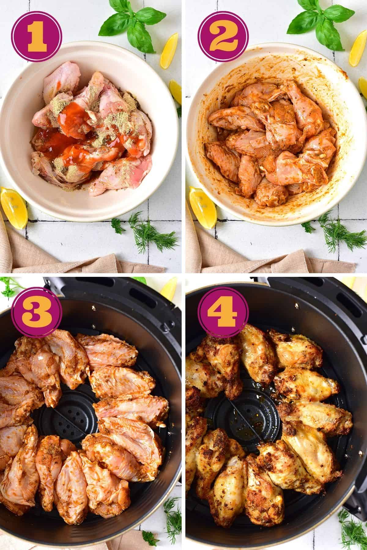 steps to cook ranch wings in an air fryer
