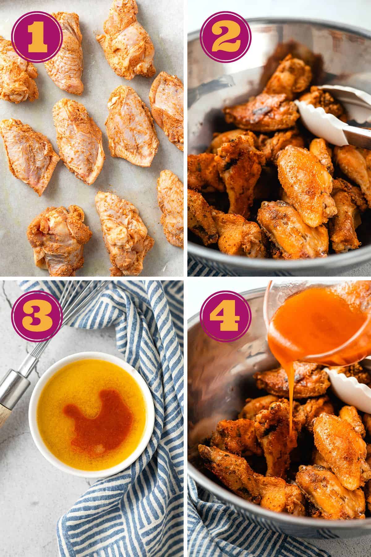 step-by-step instructions for how to make baked buffalo wings
