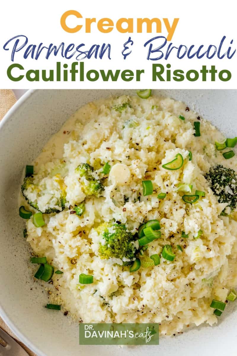 pinterest image for cauliflower rice risotto