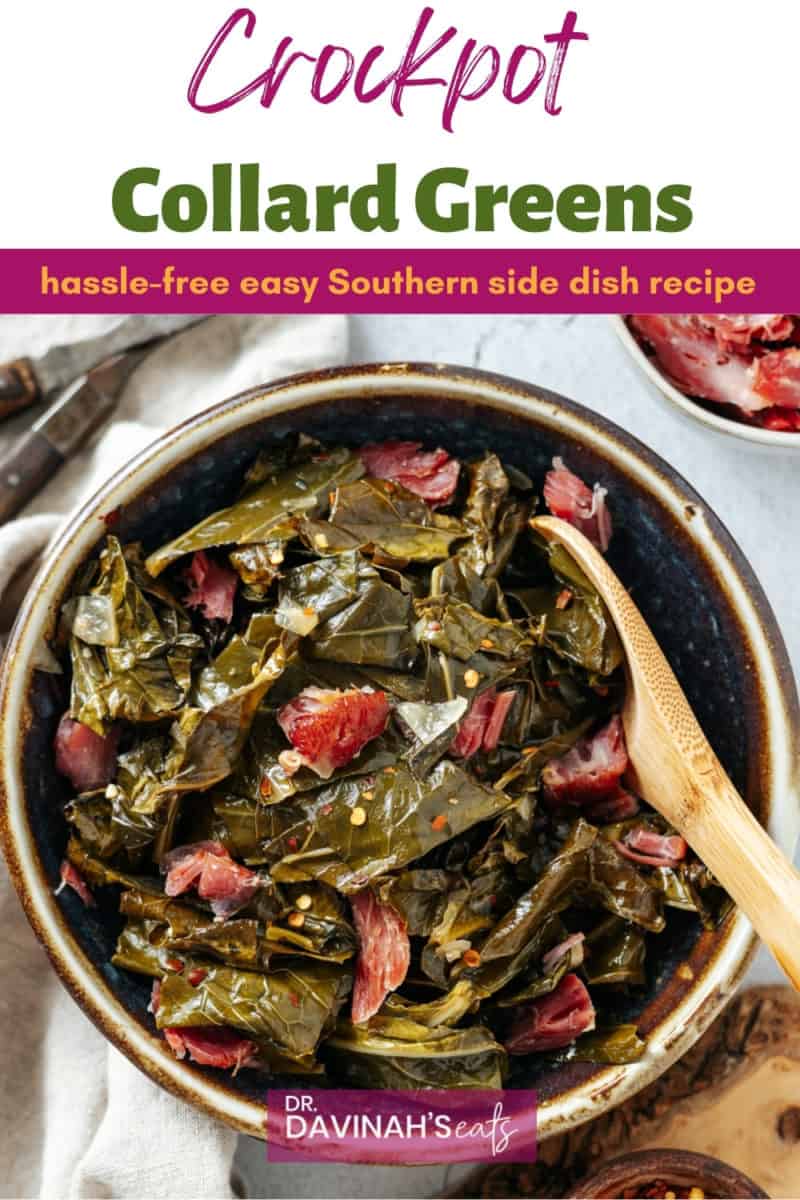 pinterest image for crockpot collard greens recipe