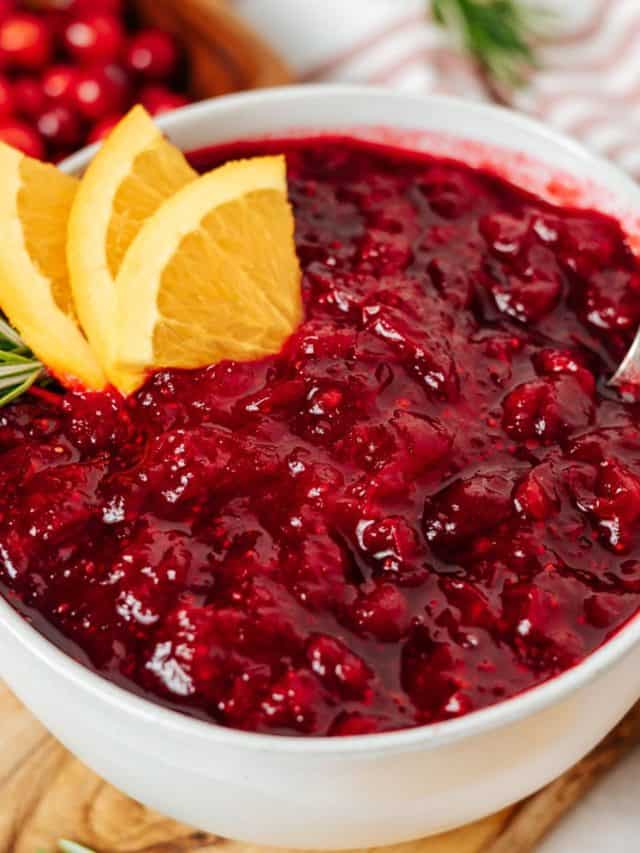 Cranberry Sauce on a white bowl