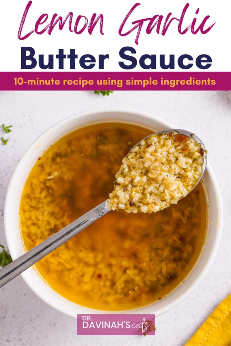 pinterest image for lemon garlic butter sauce recipe