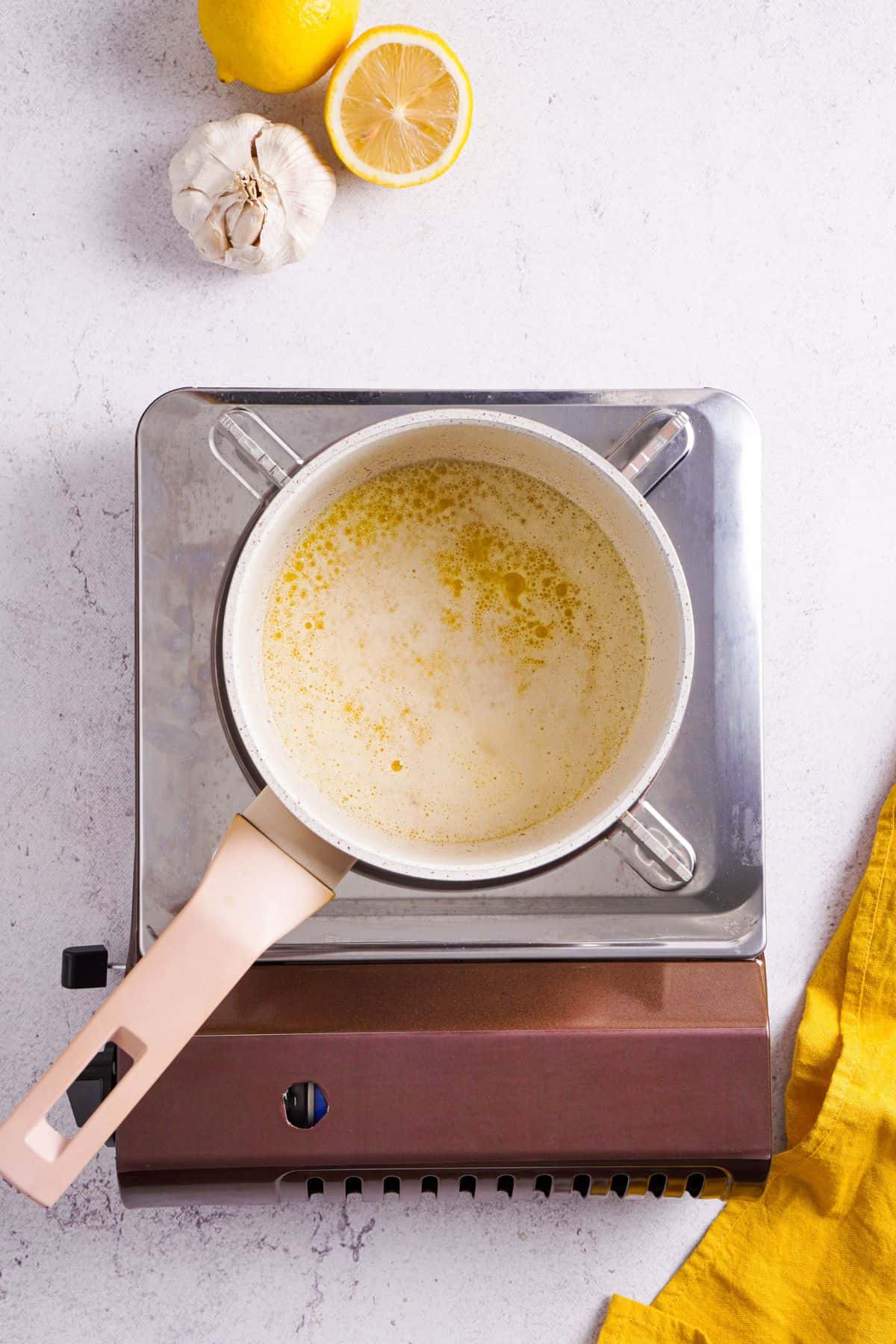 pan with melted butter