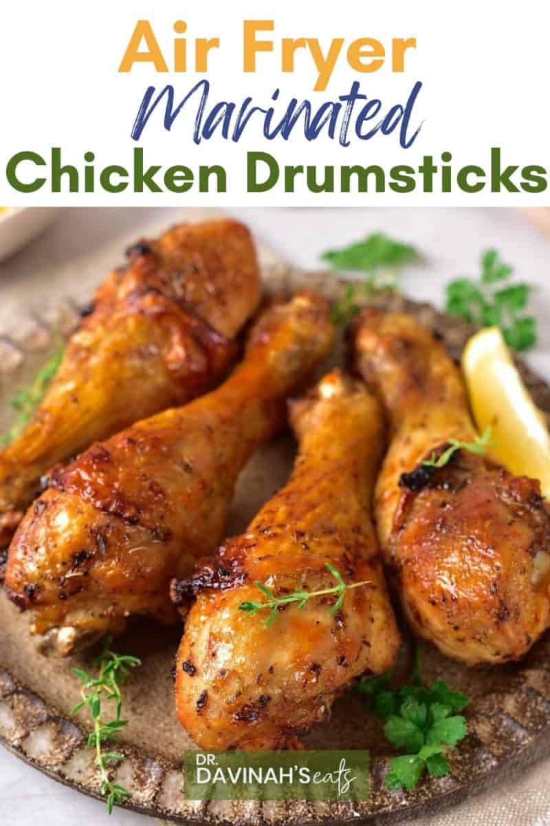 pinterest image for marinated chicken drumsticks