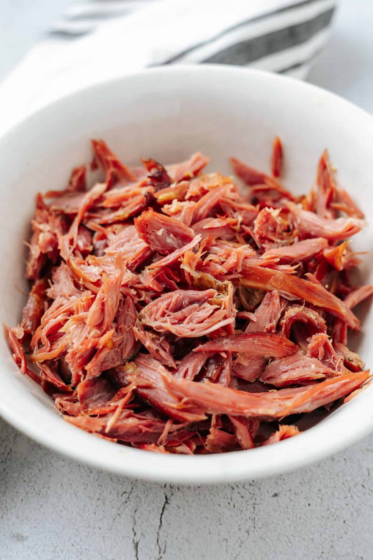 turkey neck meat on a bowl