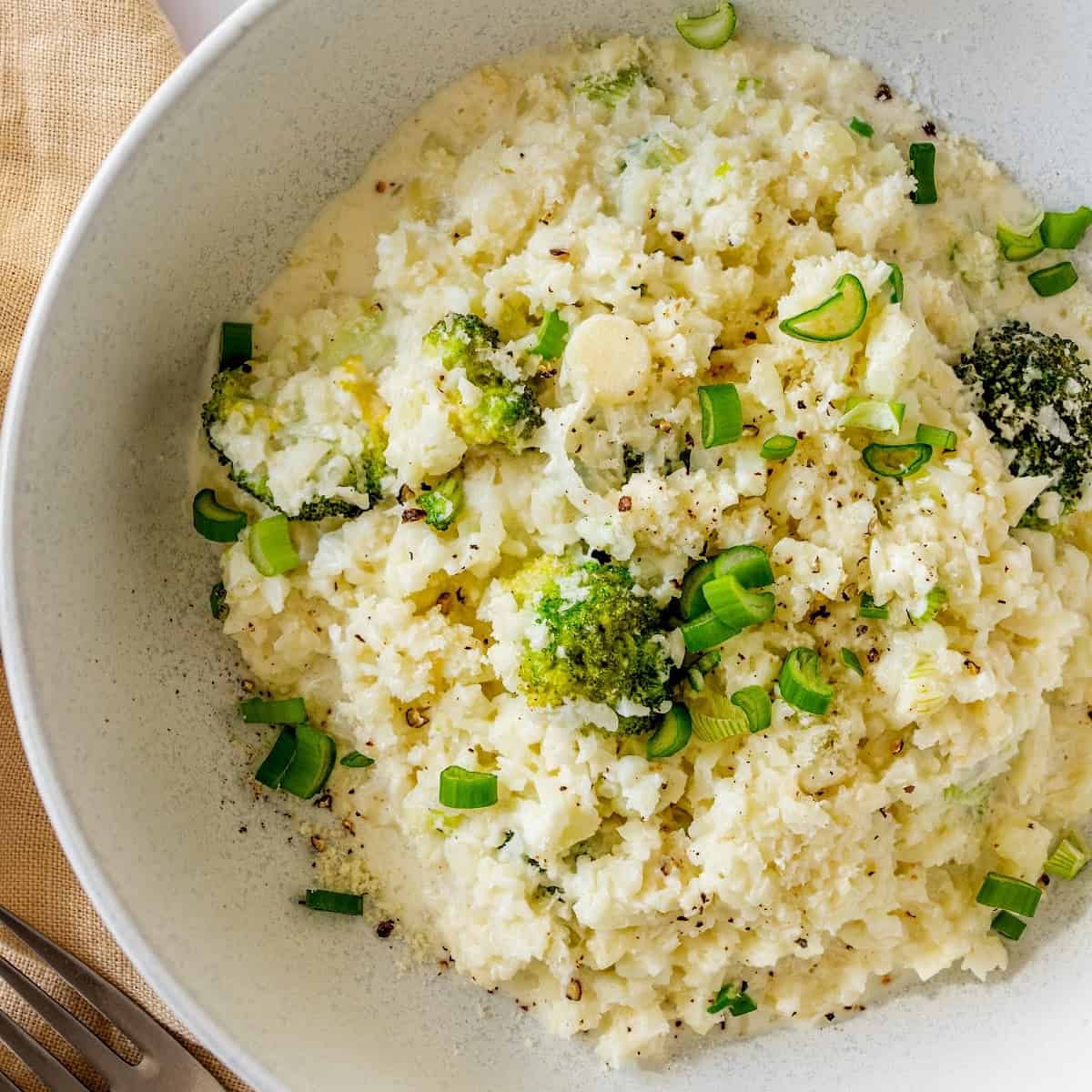 cauliflower rice risotto in a bowl