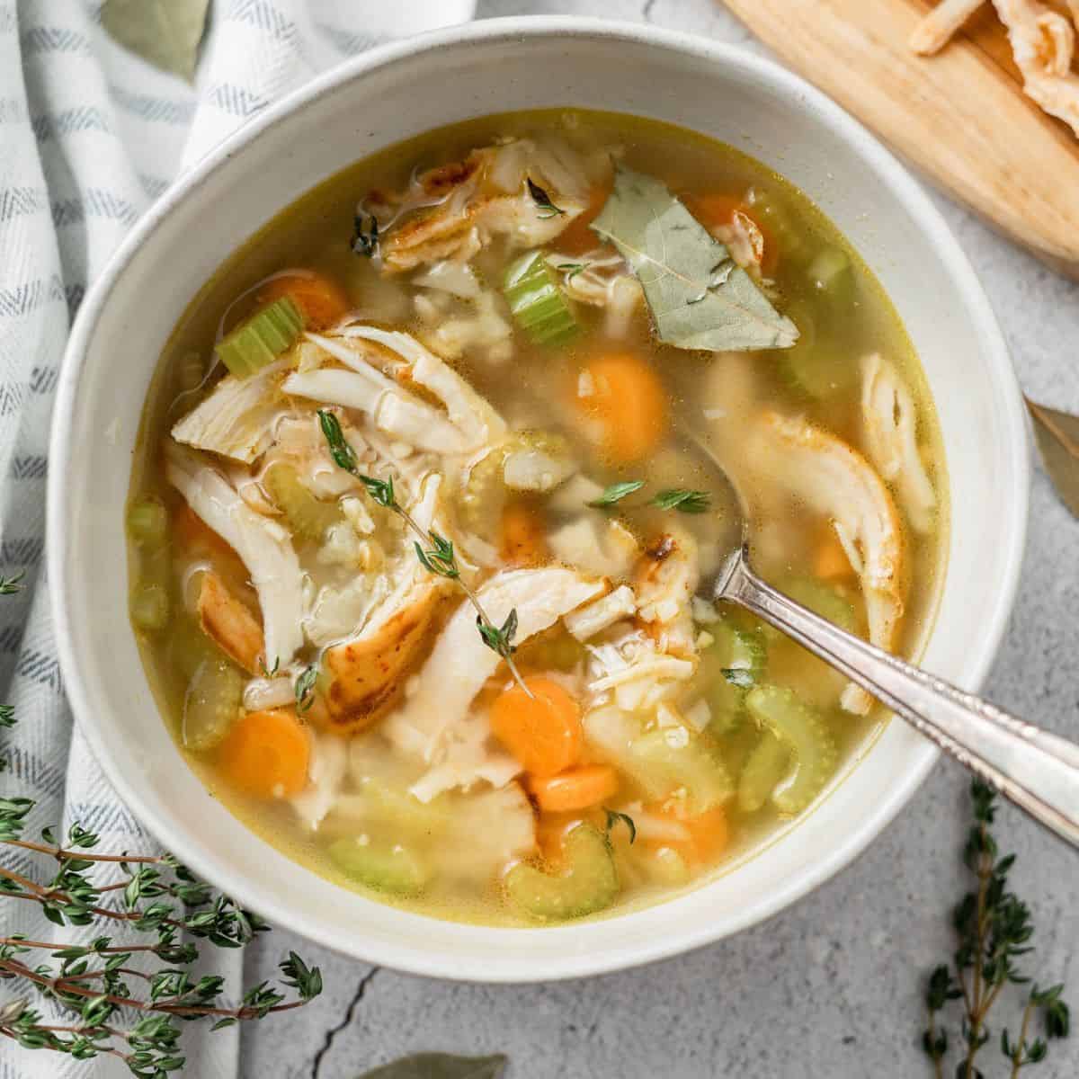 delicious Leftover Turkey Soup on a bowl