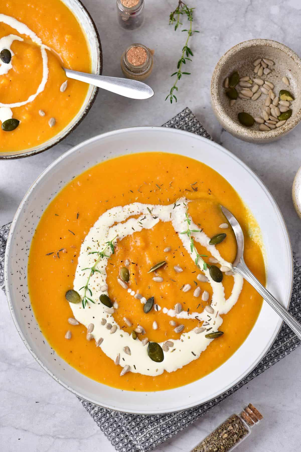 Roasted Butternut Squash Soup on a large plate