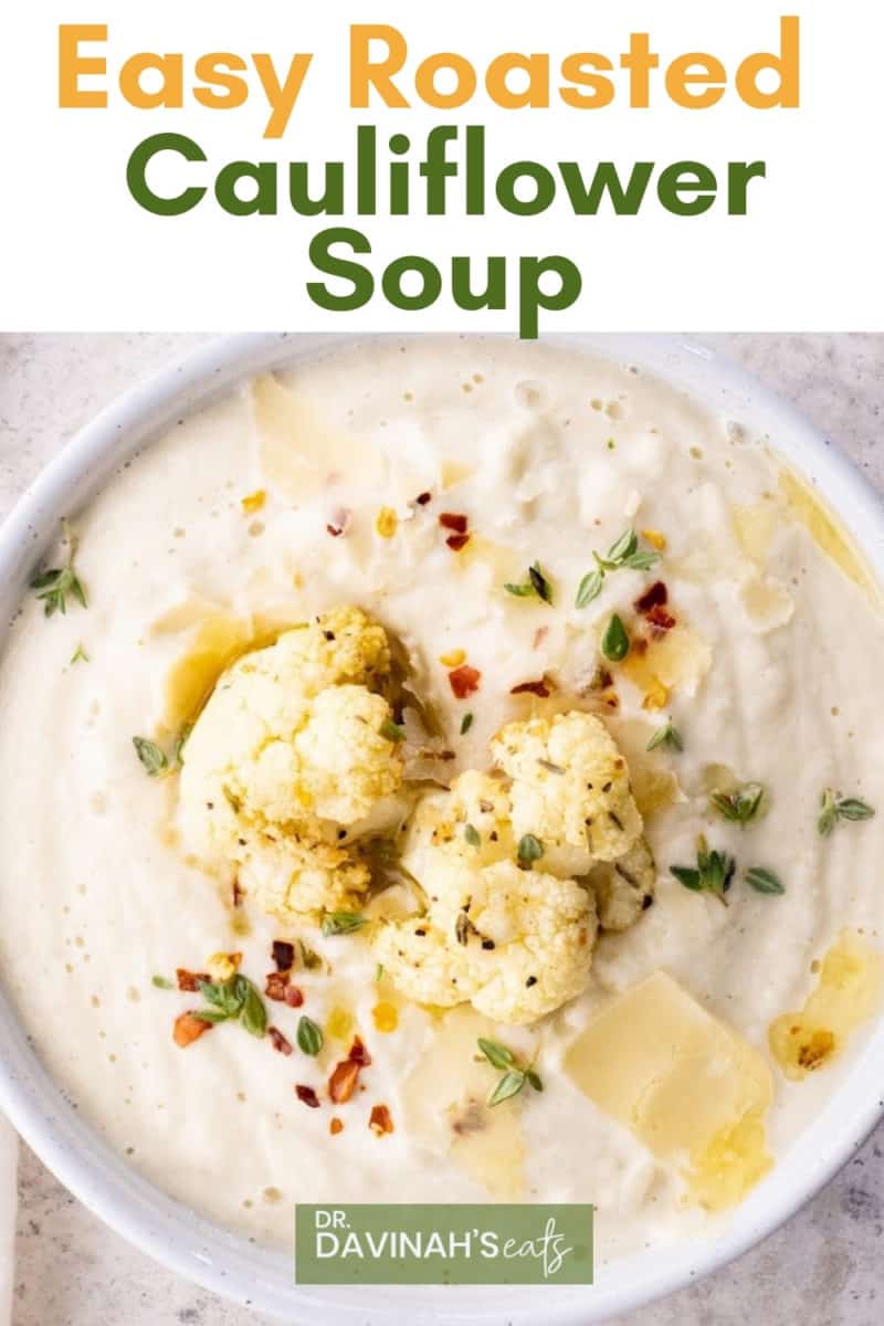 Roasted Cauliflower Soup on a bowl