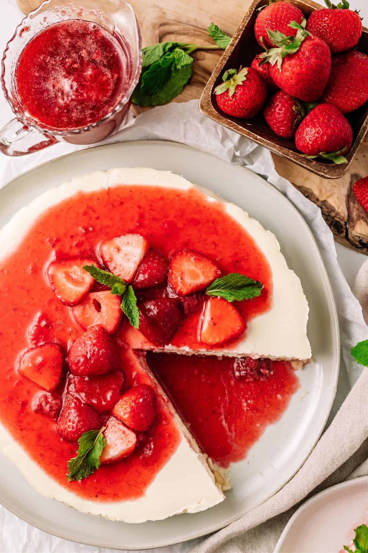 Strawberry Cheesecake on a plate