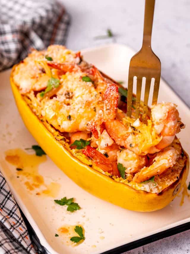 Spaghetti Squash with Shrimp Scampi Story - Dr. Davinah's Eats