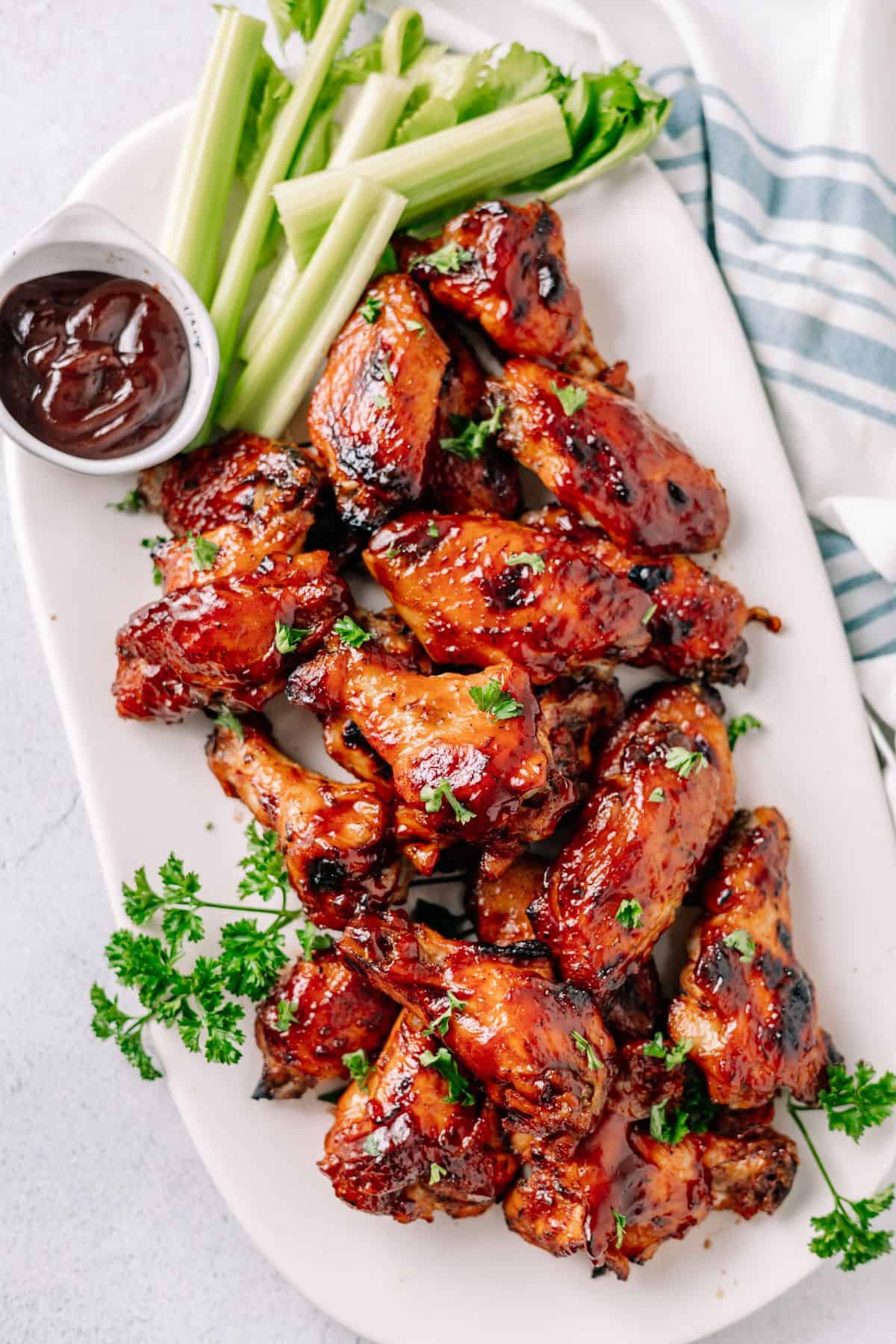 juicy slow cooker Crockpot BBQ Chicken Wings on a plate