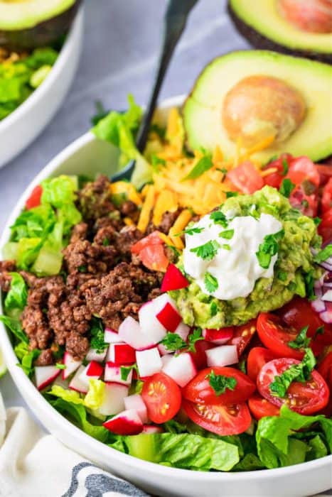 Keto Taco Salad Bowl Recipe - Dr. Davinah's Eats