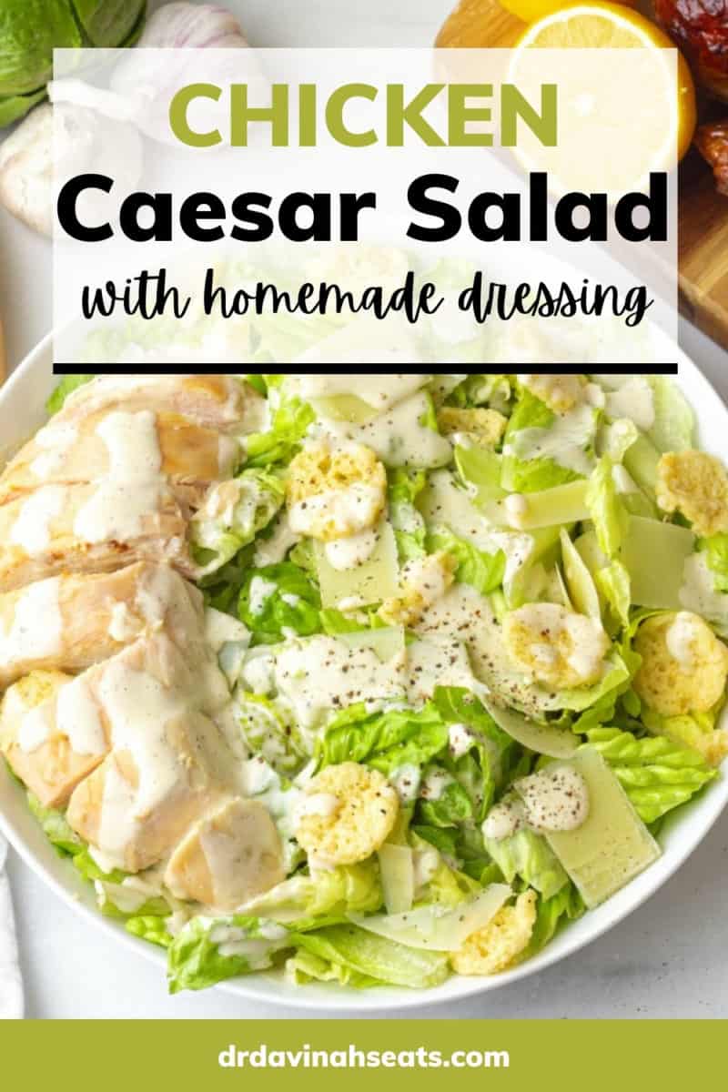 pinterest image for chicken Caesar salad recipe