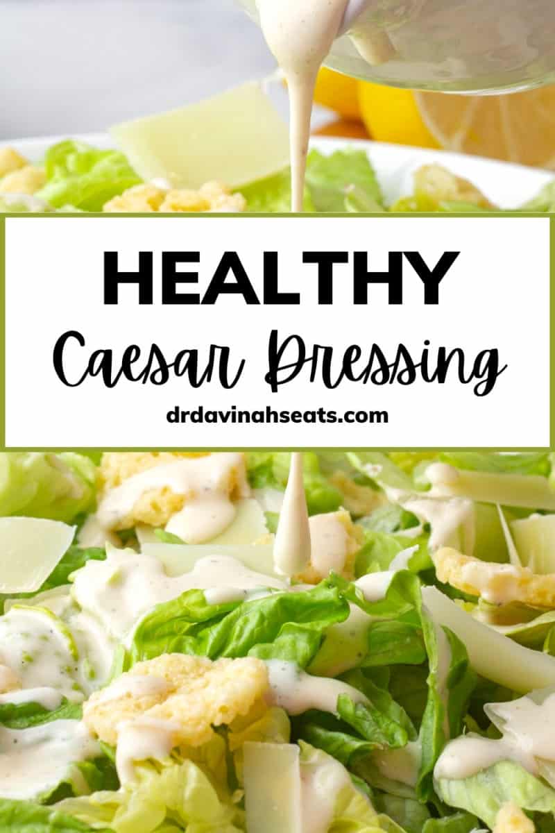 pinterest image for healthy Caesar salad dressing
