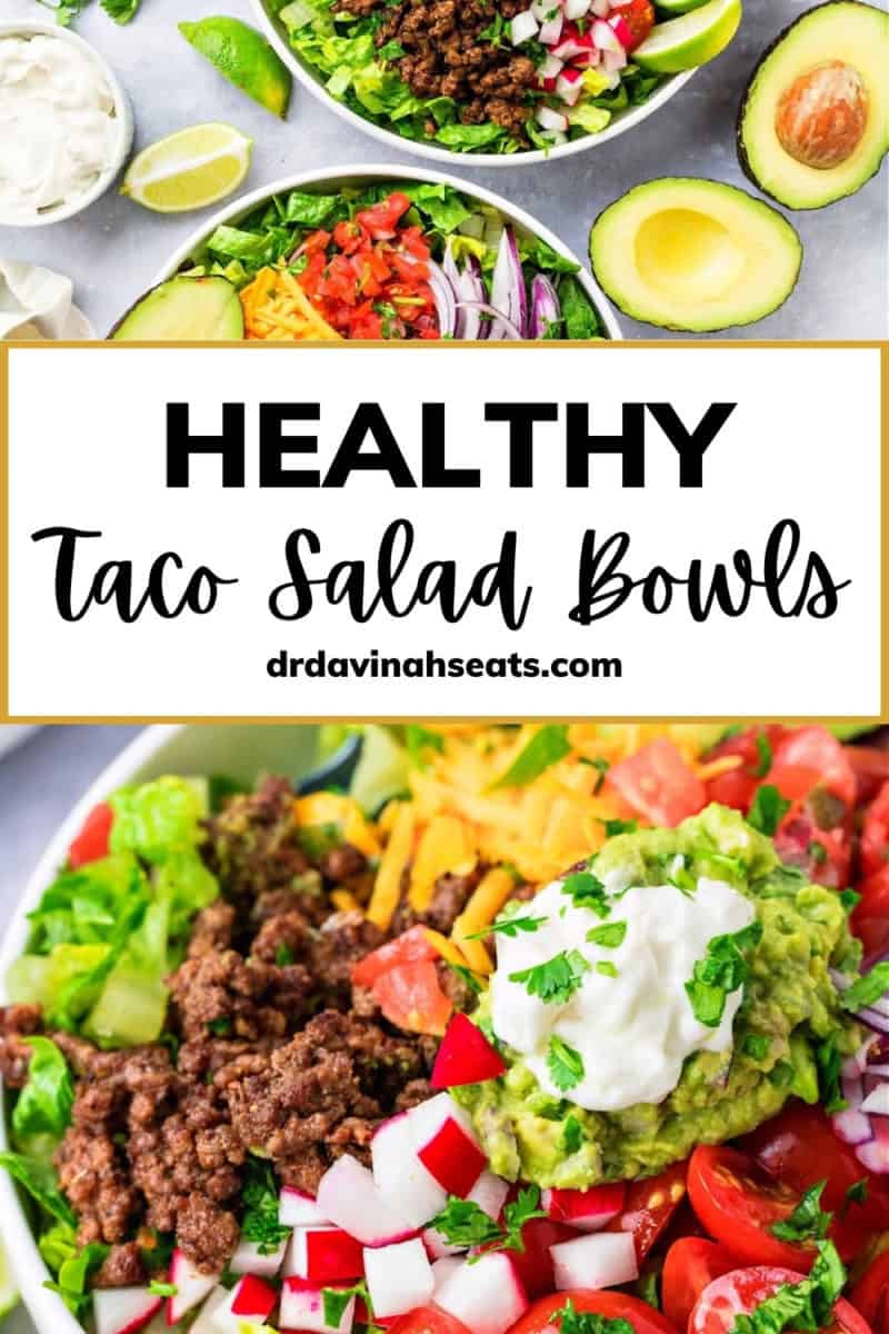 pinterest image for healthy taco salad bowls