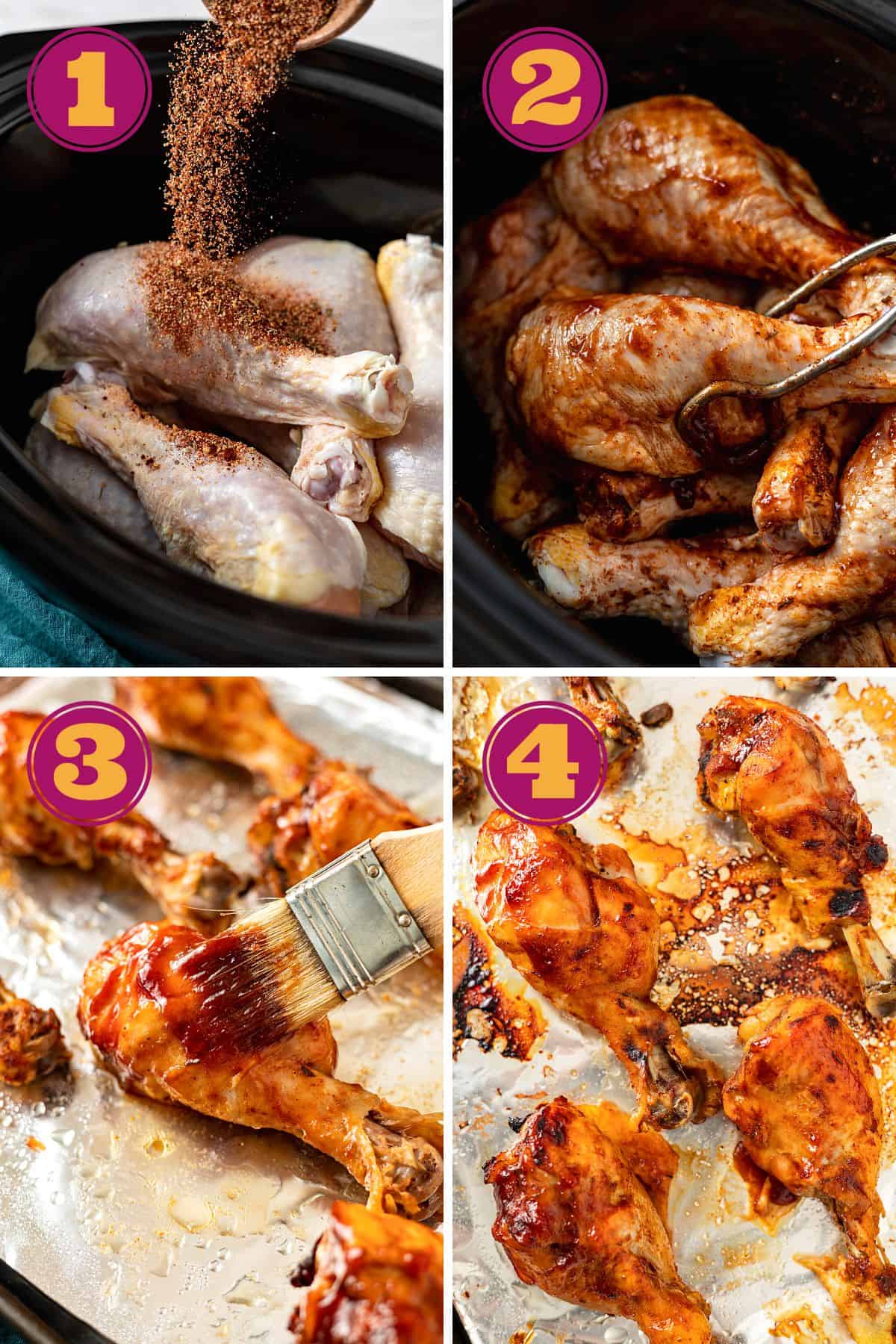 steps for how to make BBQ Chicken Legs in a crockpot slow cooker