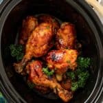 slow cooker bbq chicken legs in a crockpot