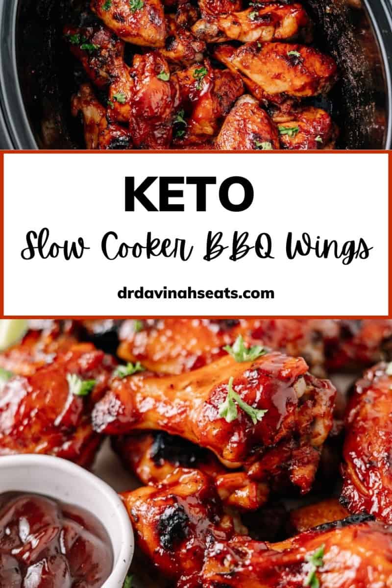 keto bbq chicken wings in the slow cooker pinterest image