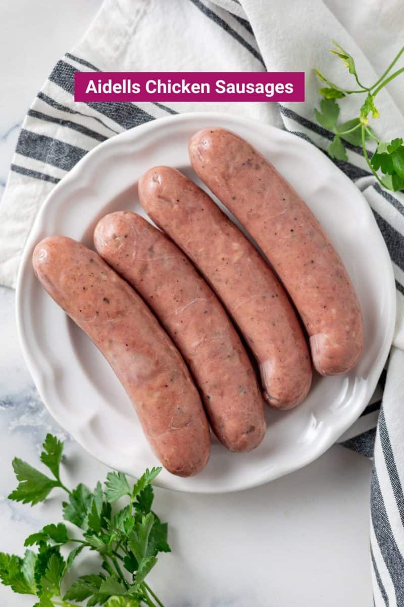 Aidells chicken sausages on a plate