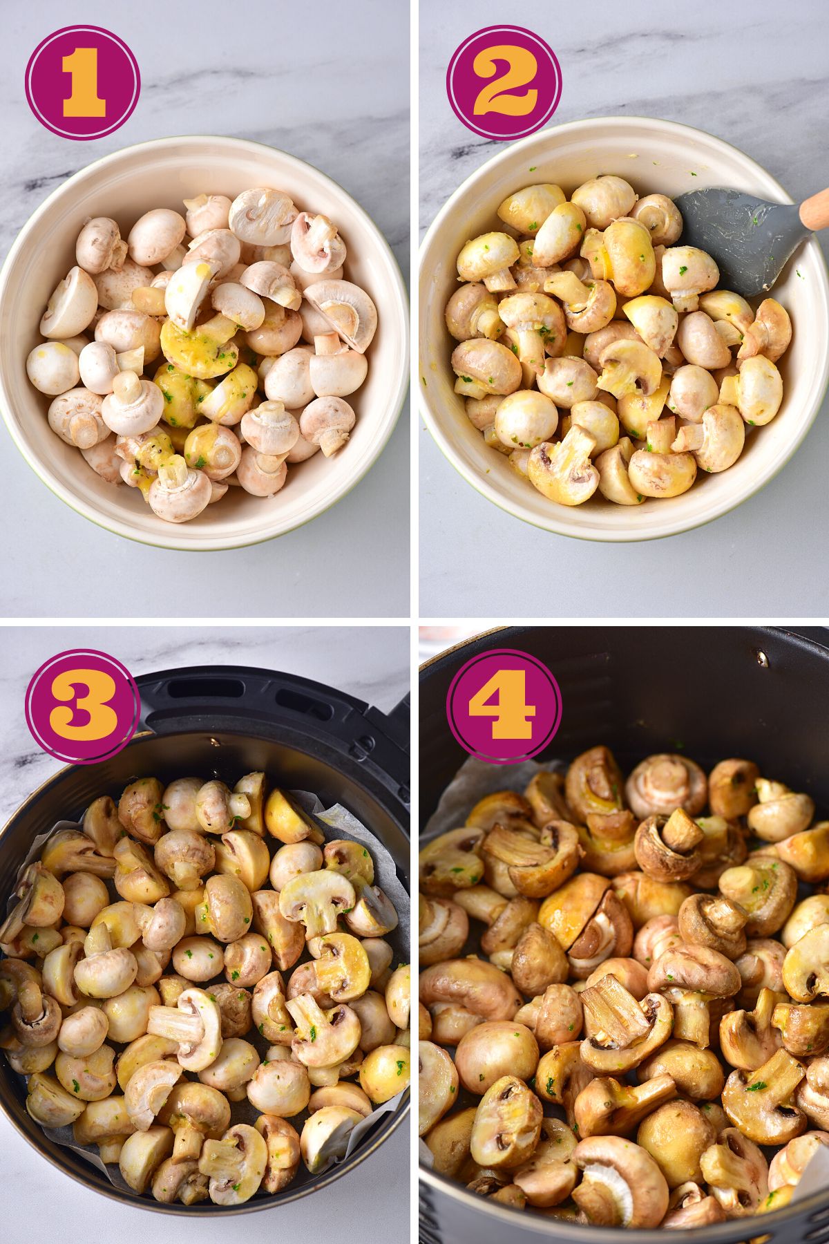 4 steps to make Garlic Butter Mushrooms for steak in the air fryer
