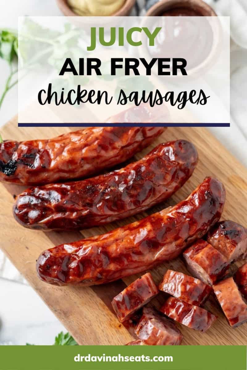pin image for how to cook chicken sausage in the air fryer