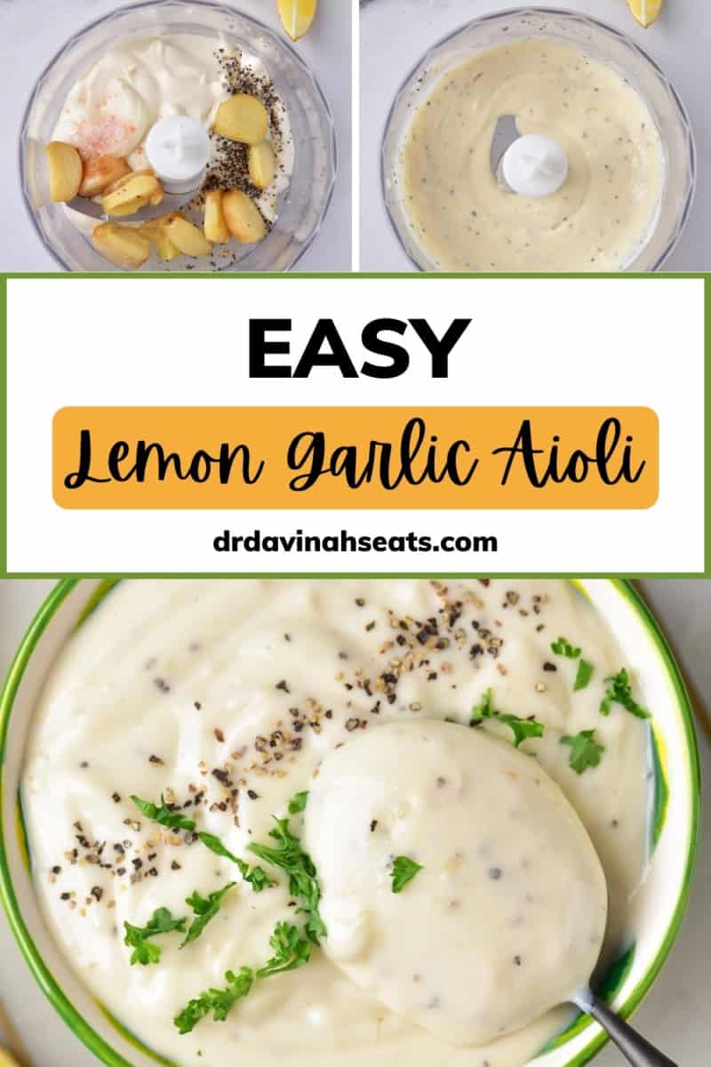 pinterest image with how to make lemon garlic aioli