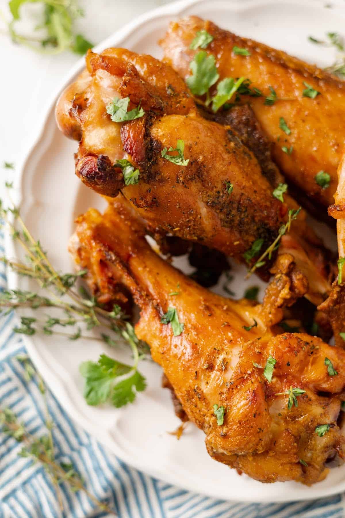 Close up of turkey wings on a plate