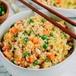 keto fried rice close-up view in a bowl