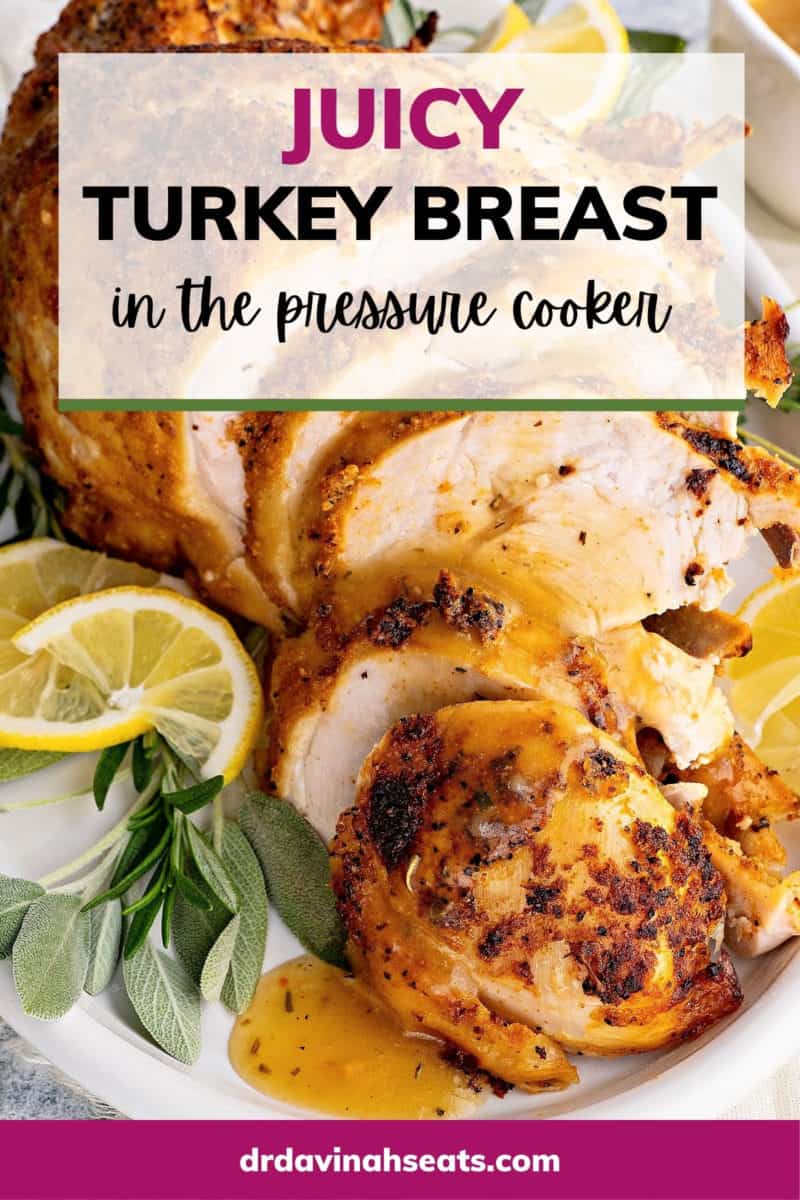 a poster that of a turkey breast that says "juicy turkey breast in the pressure cooker"