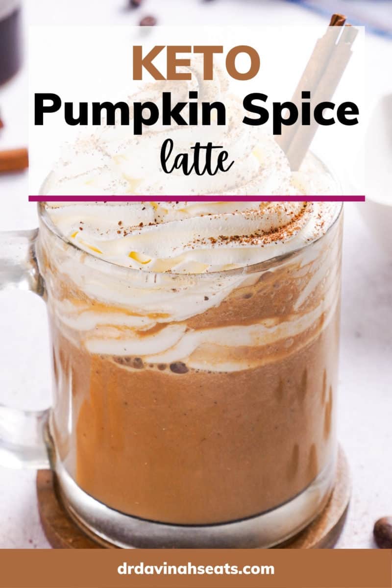 poster of keto pumpkin spice latte that says, "keto pumpkin spice latte"